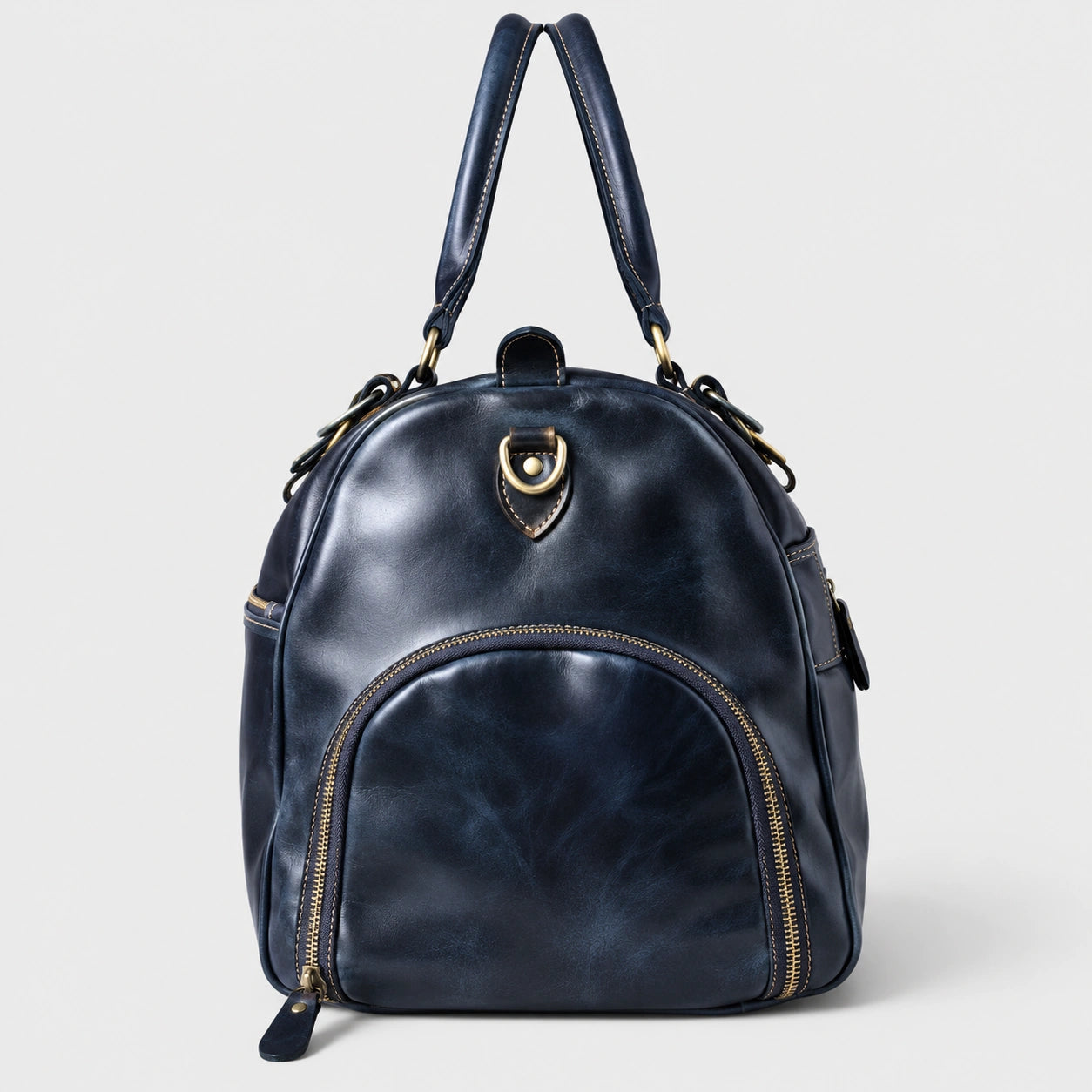 The Odyssey Leather Travel Duffle - Navy blue