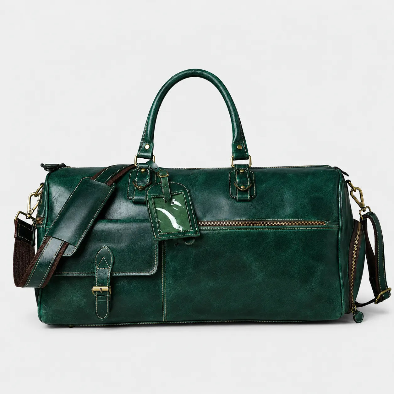 The Odyssey Leather Travel Duffle - Rich Green