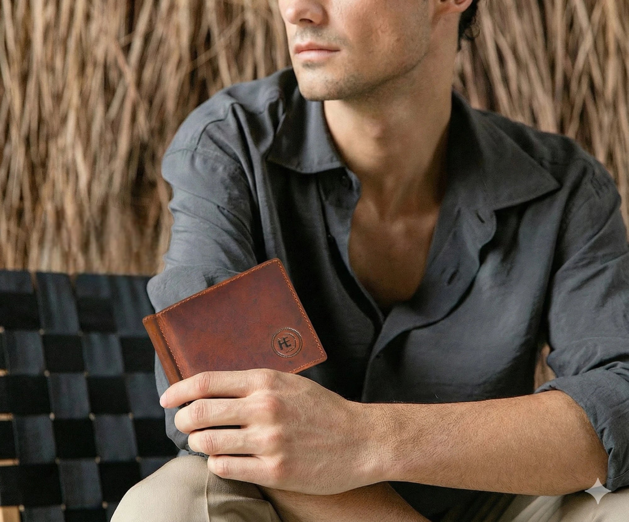 Slim Money Clip Wallet - Tan Colour