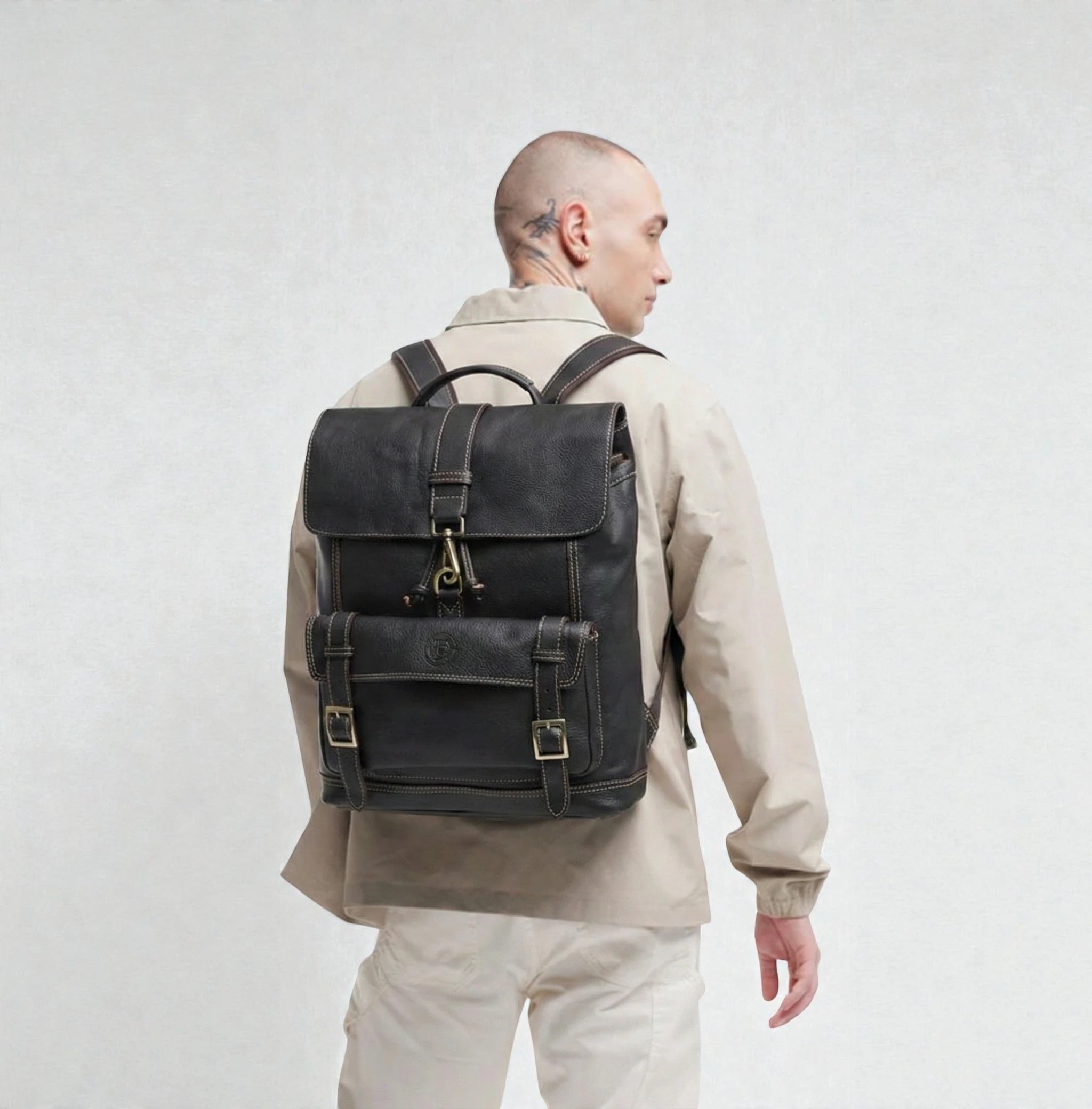 Heritage Explorer Vintage Leather Backpack – Multi-Pocket Travel & Work Backpack | Black colour