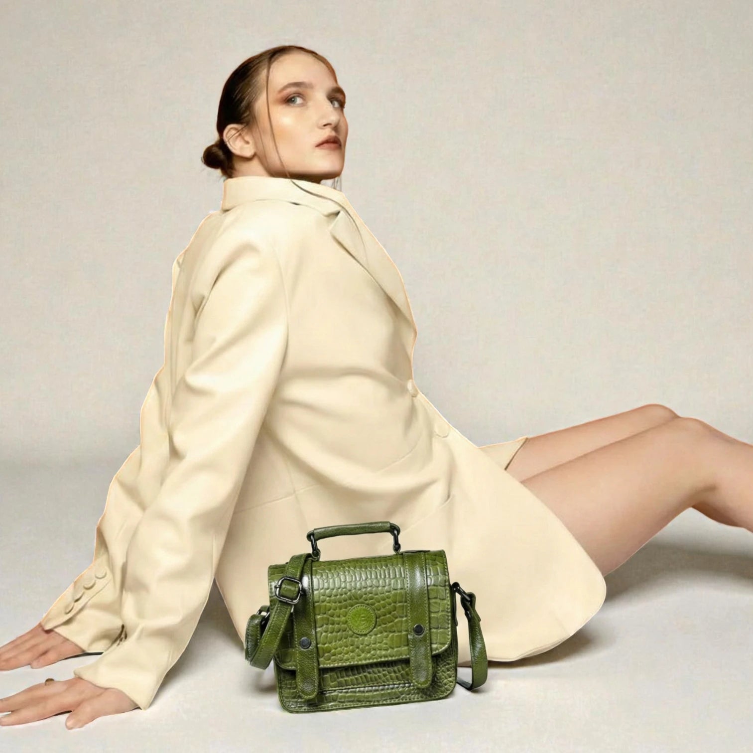 Urban Voyager Leather Belt Bag - Olive Colour
