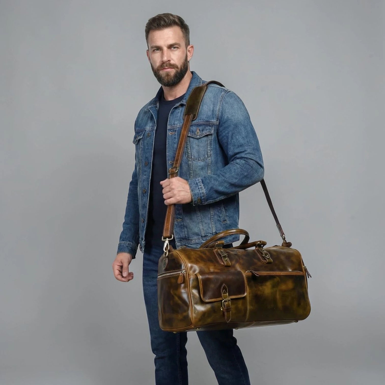 The Odyssey Leather Travel Duffle - Brown Colour