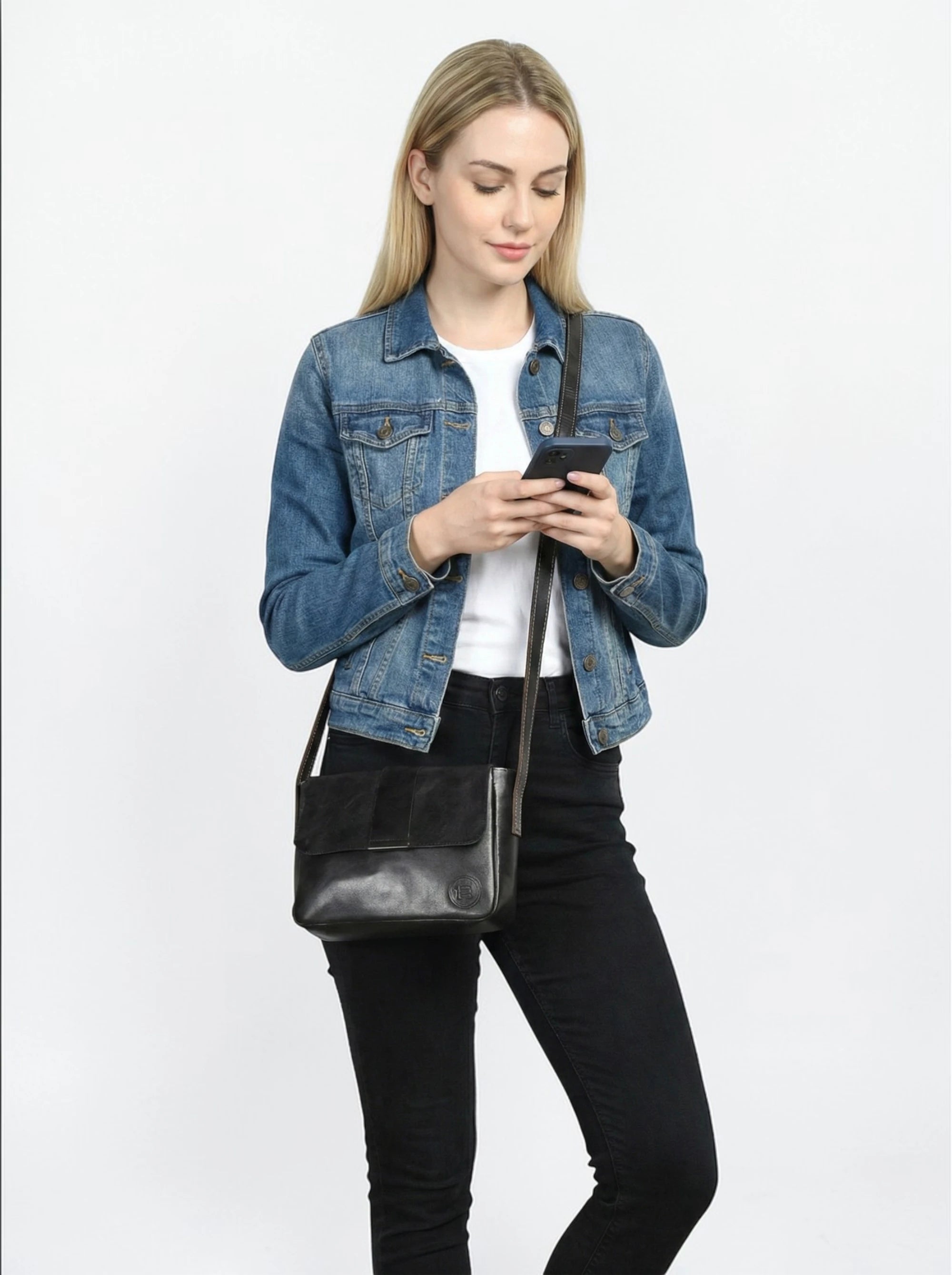 The Heritage Raw Leather Satchel Bag - Black Colour