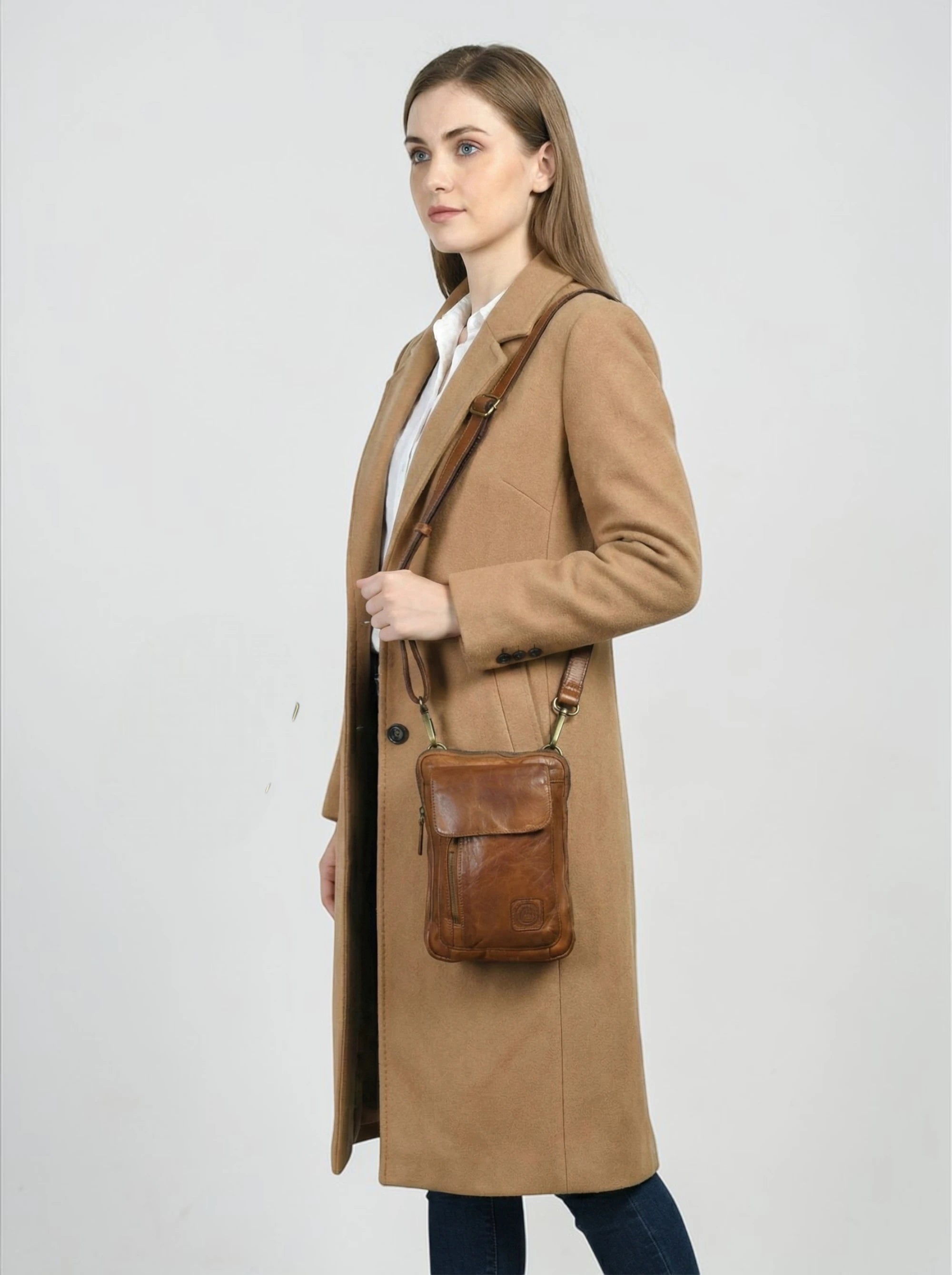 Vintage Explorer Crossbody Bag- Tan colour