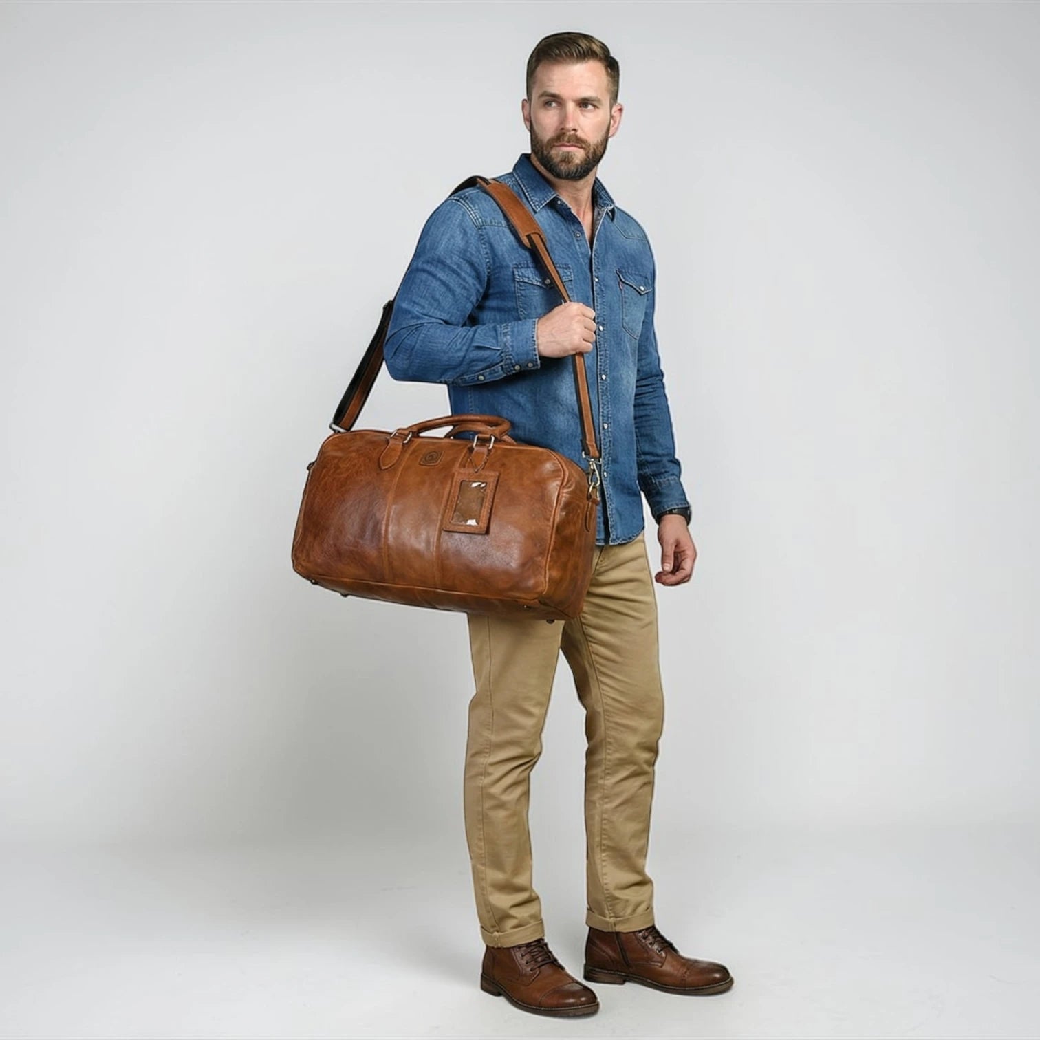 Imperium Luxe Leather Duffle Bag- Tan Colour