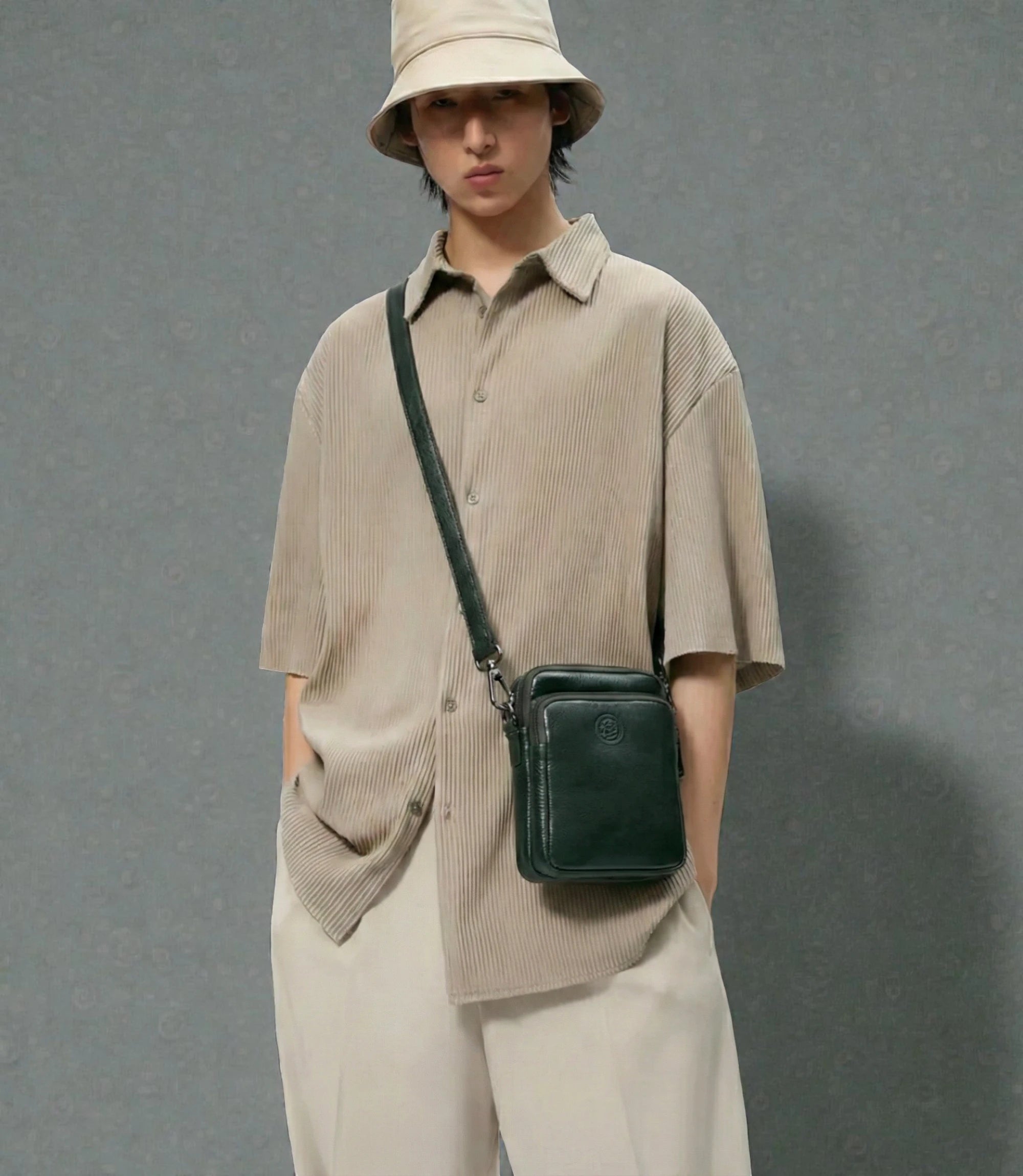 AmberStride Leather Sling Bag - Rich Green