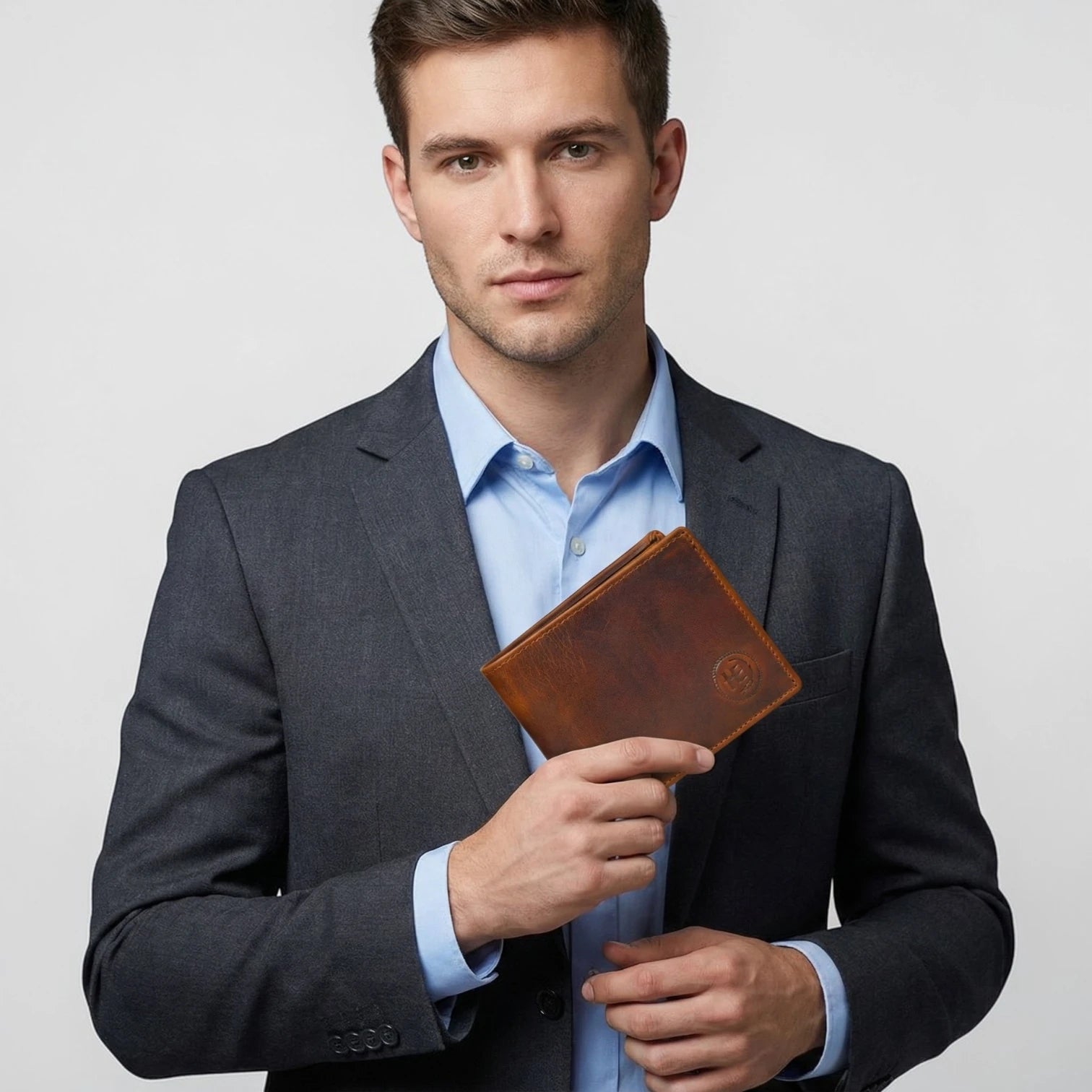 Timeless Leather Wallet | Handcrafted RFID-Blocking Bifold - Brown Colour