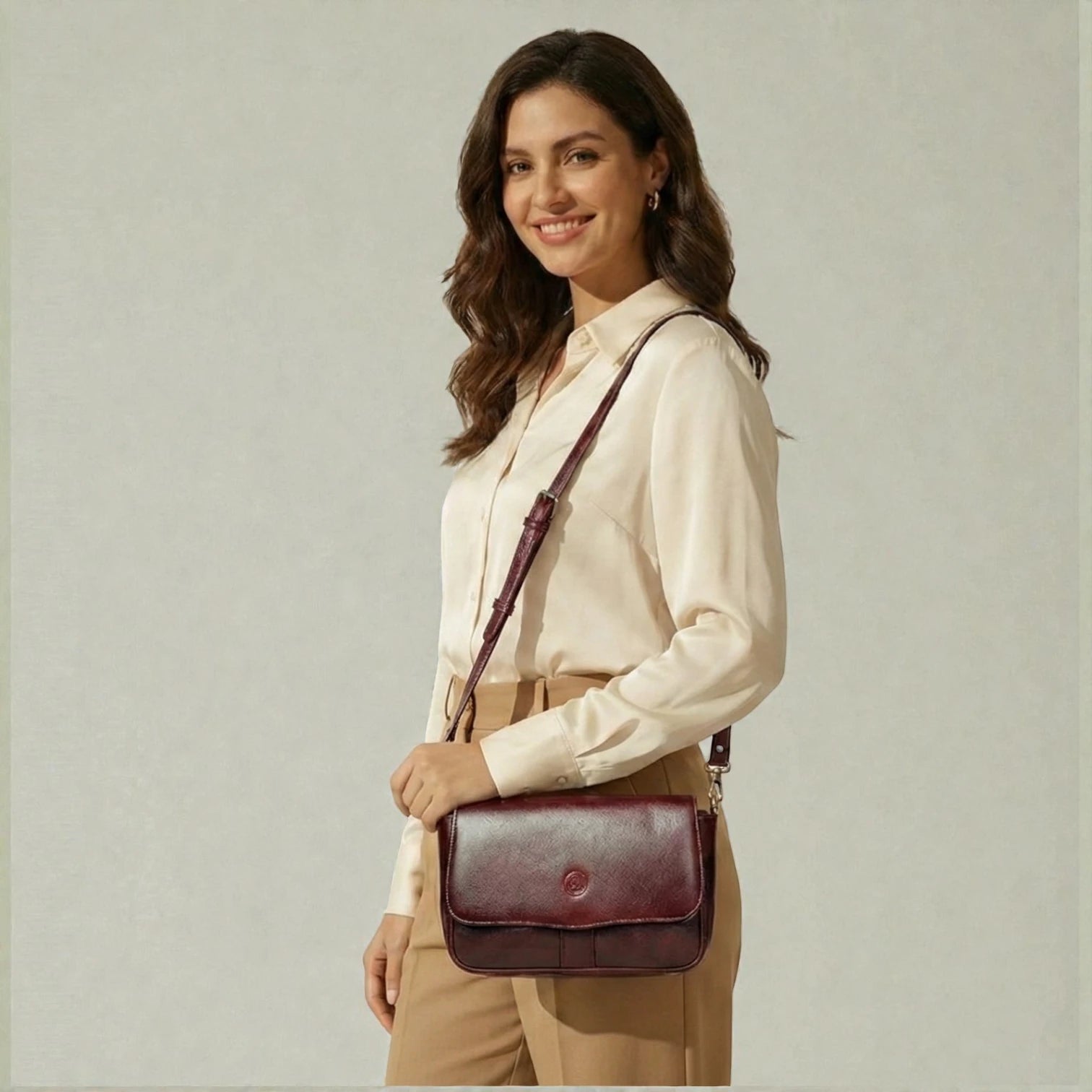 Midnight Opulence Satchel - Maroon colour