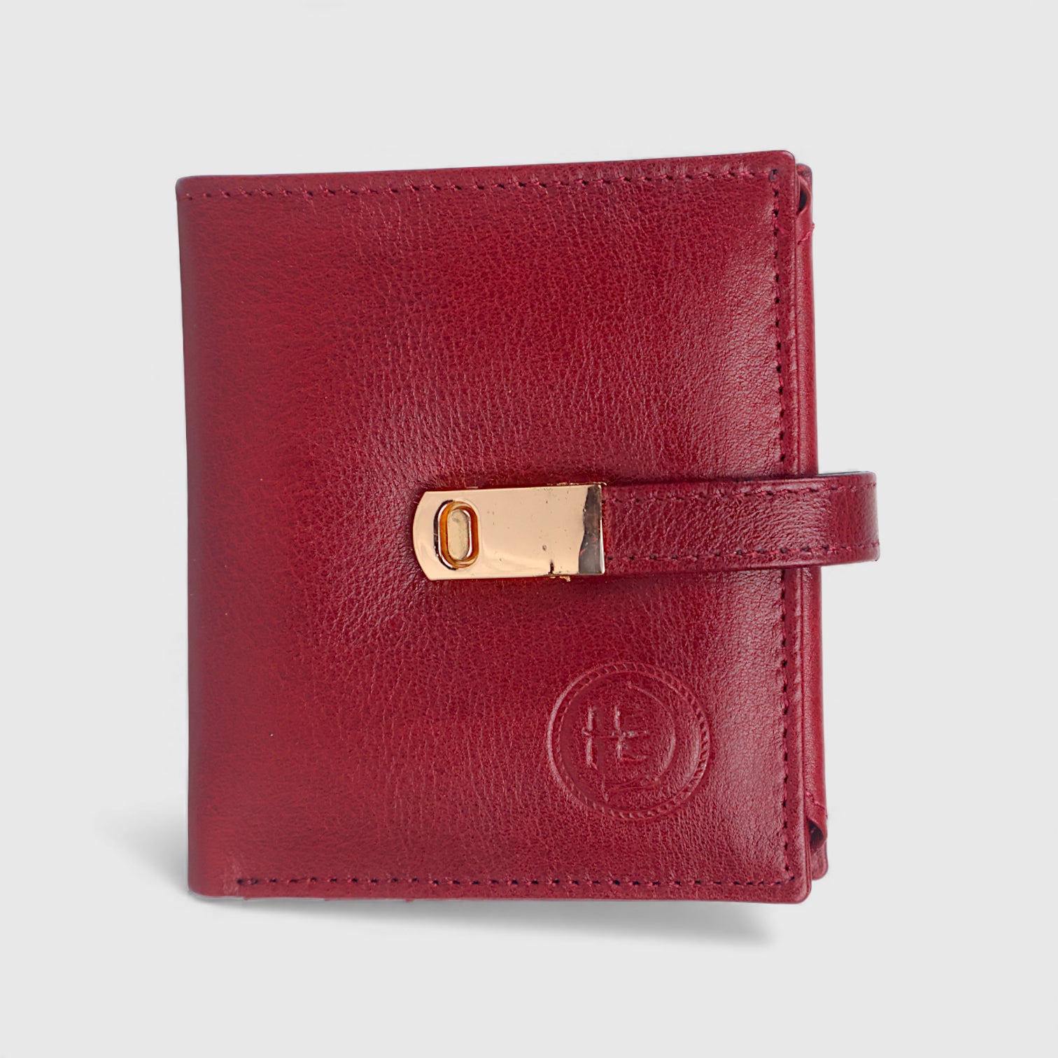 Crest Compact Leather Trifold Wallet – Red Colour
