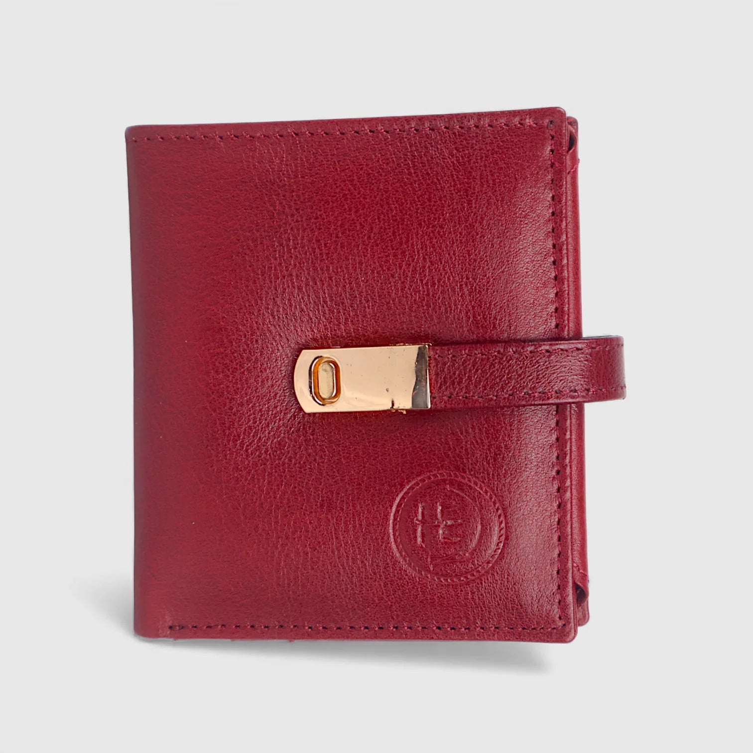 🎁 Crest Compact Leather Trifold Wallet – Red Colour