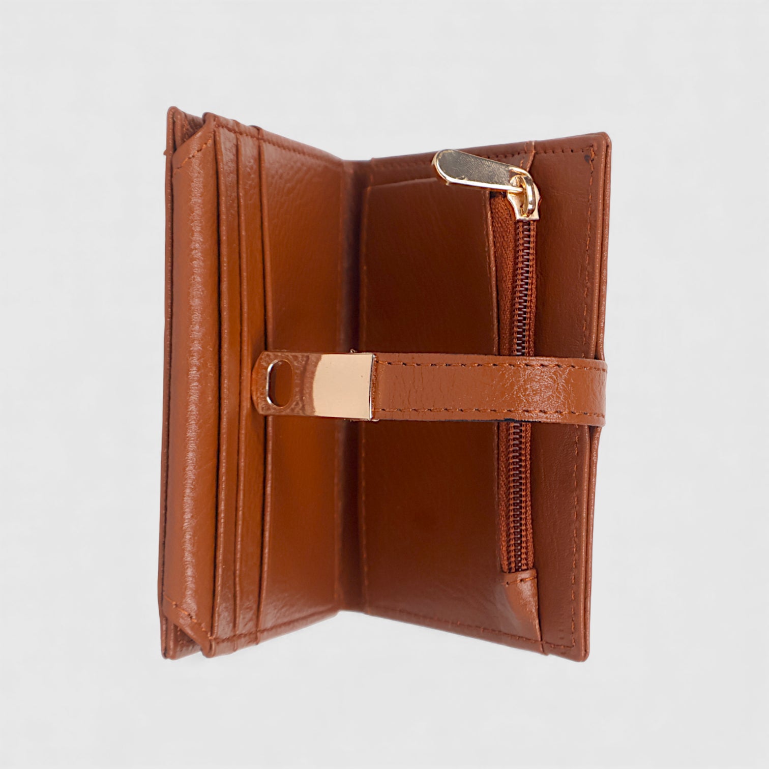 Crest Compact Leather Trifold Wallet – Tan Colour