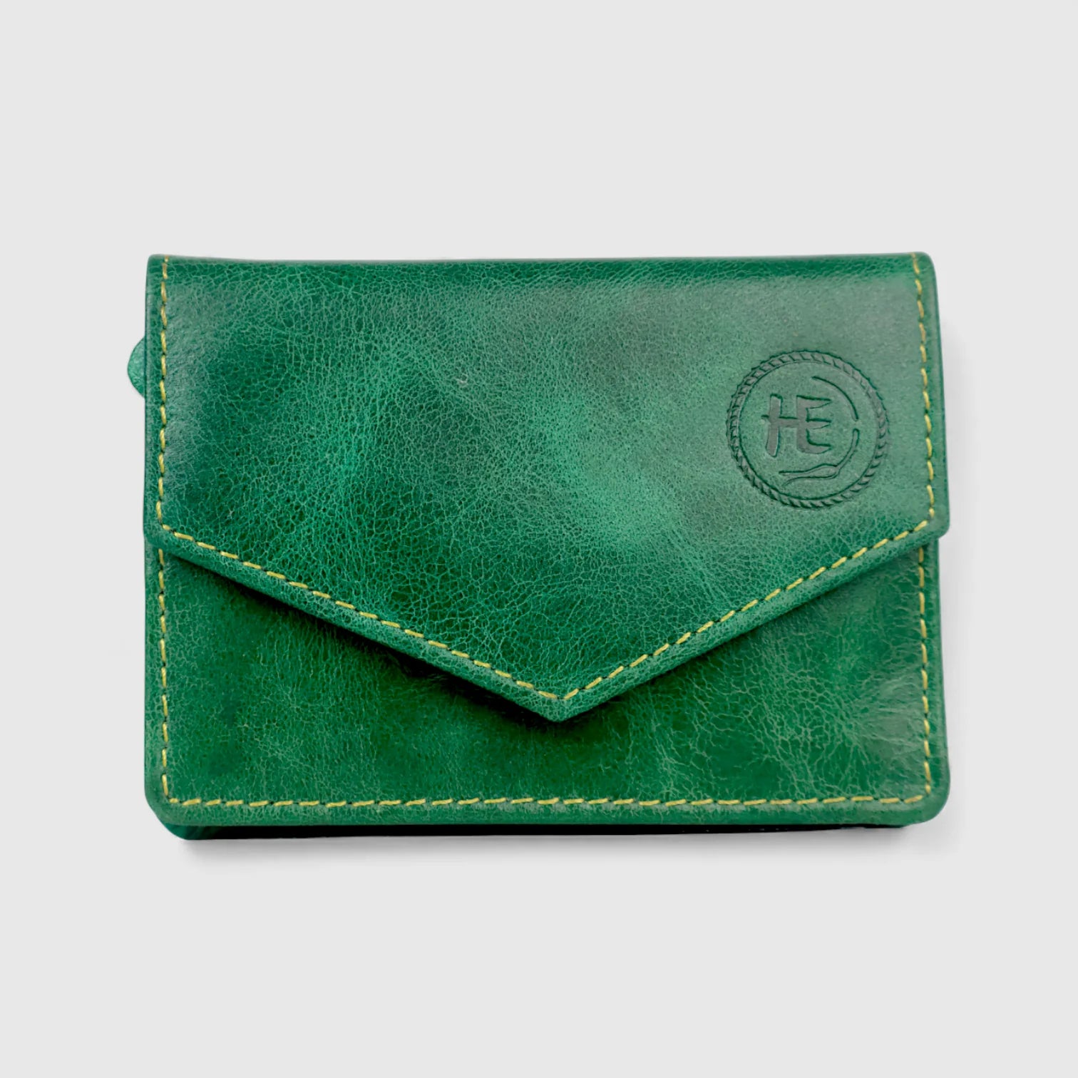 🎁 Emerald Regency Compact Vintage Leather Card Wallet - Rich Green