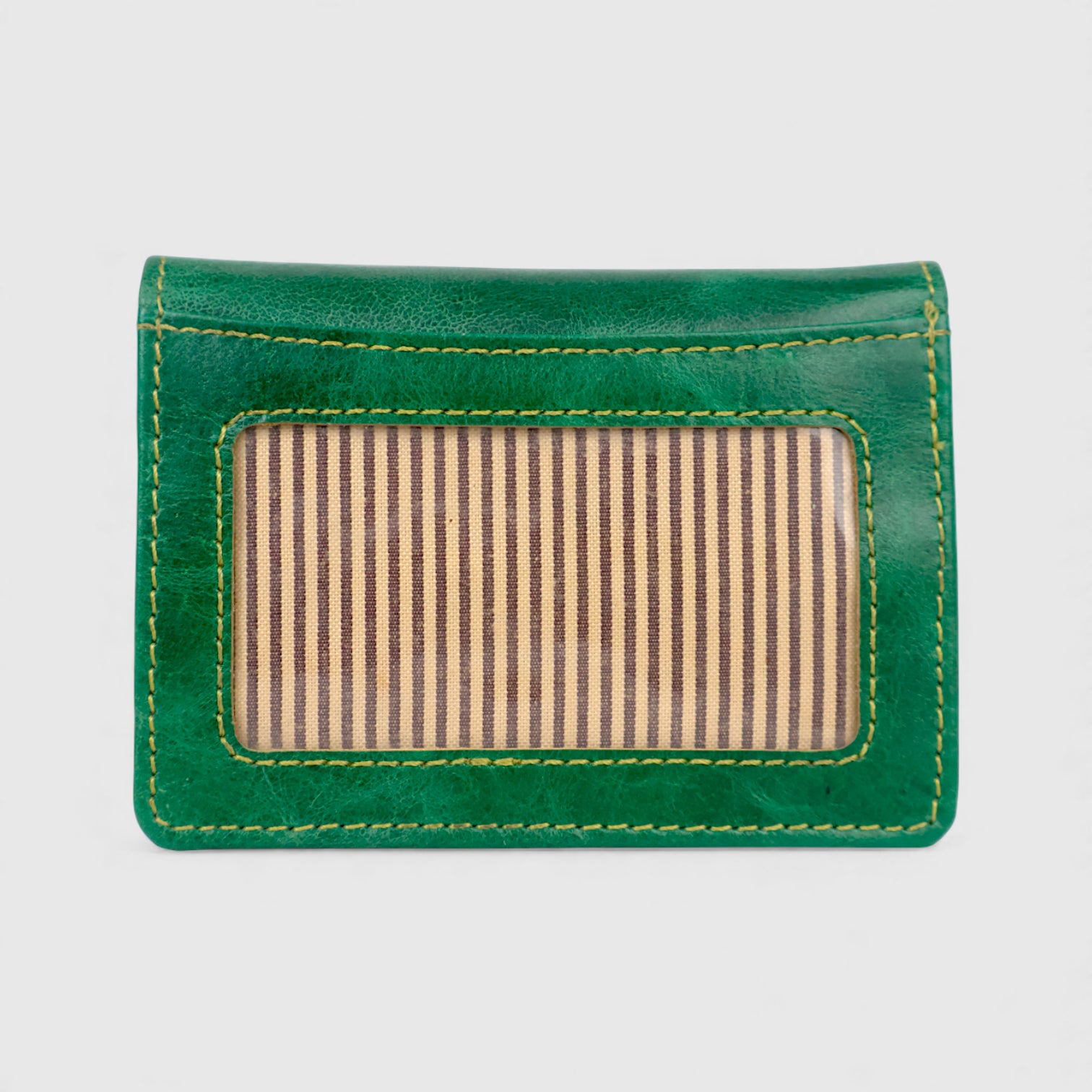 Emerald Regency Compact Vintage Leather Card Wallet - Rich Green