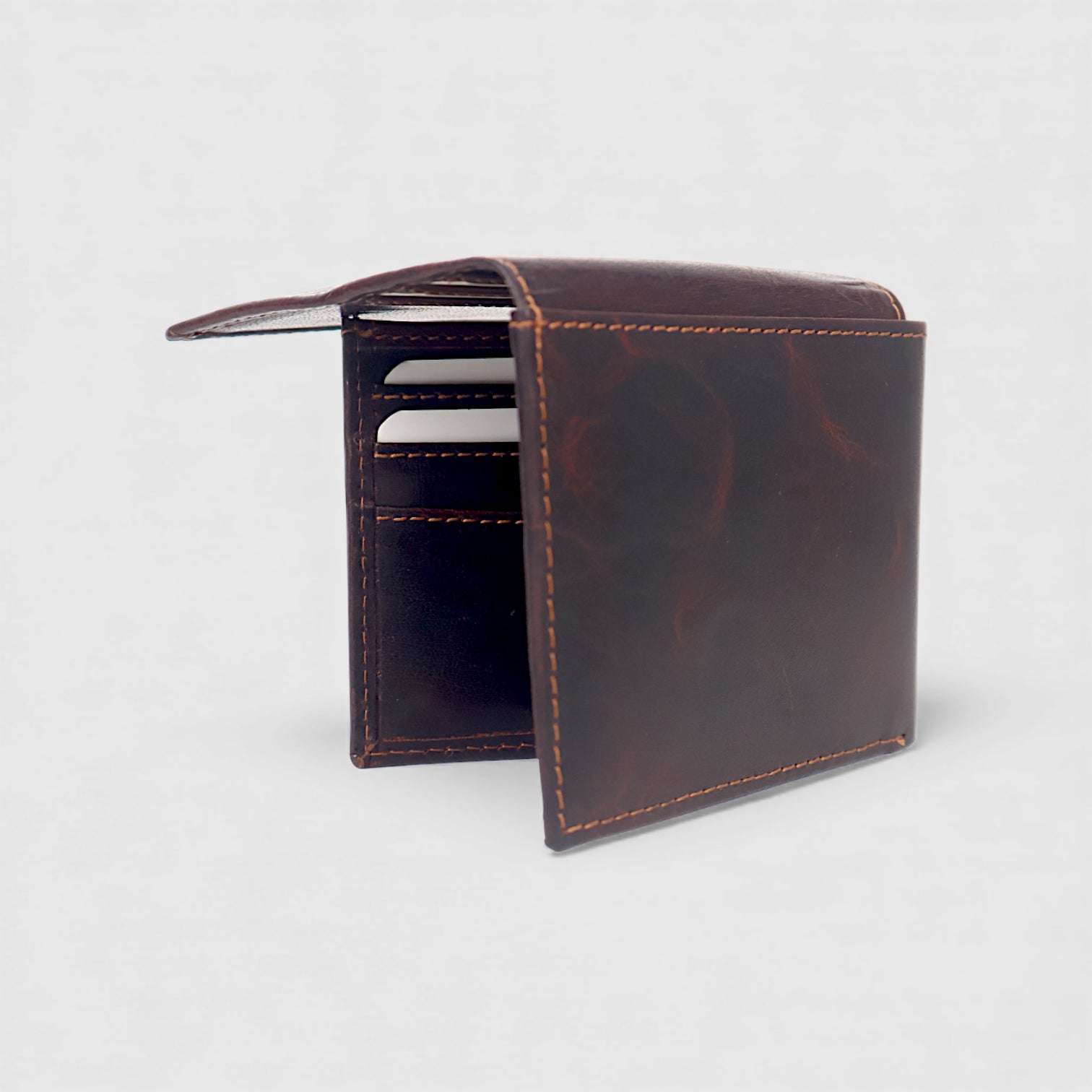 Sentinel Vintage RFID Leather Trifold Wallet – Espresso Brown