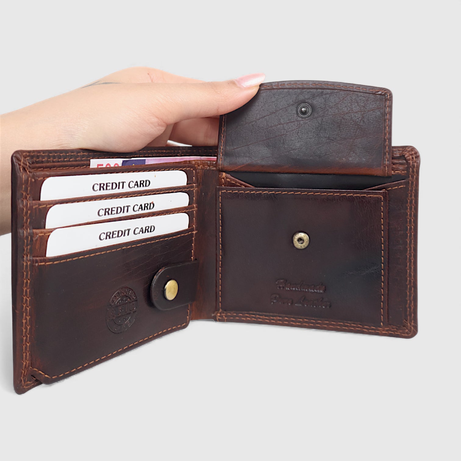 Falcon Ridge Vintage Leather Bifold Wallet – Espresso brown