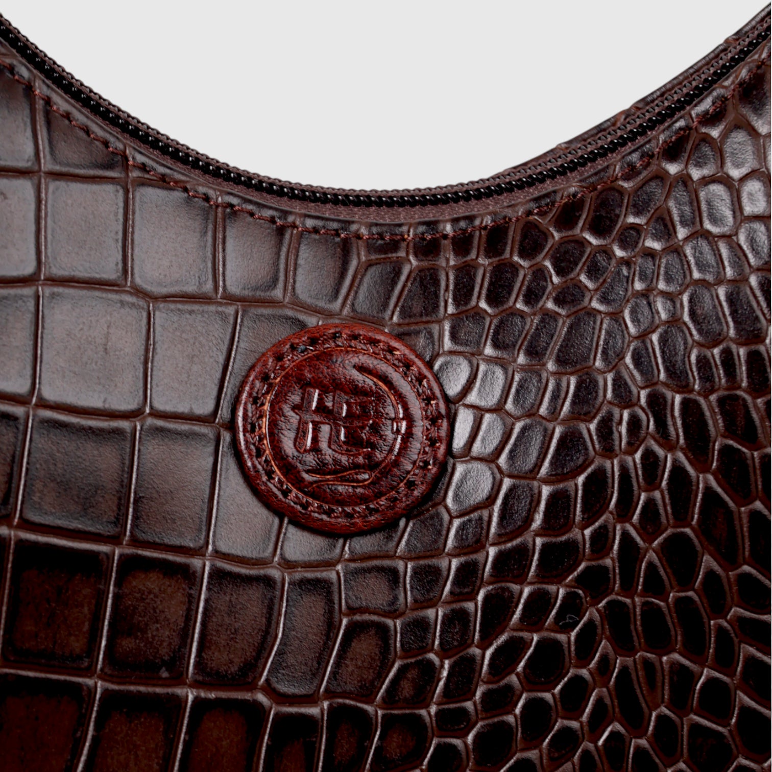 Noir Croco Vintage Crescent Shoulder Bag – Maroon colour