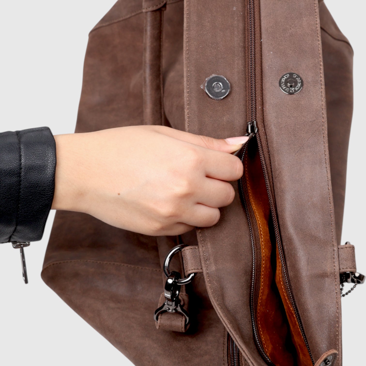 Monarch Luxe Suede Leather Convertible Tote Handbag – Coffee Brown