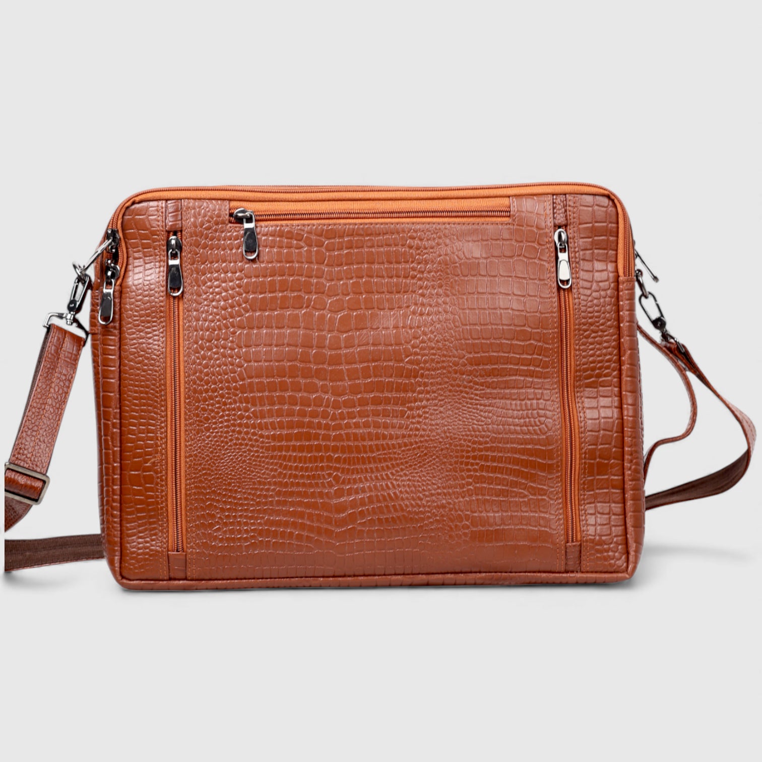Crocodore Vintage Leather Multi-Pocket Laptop Bag – Tan Colour
