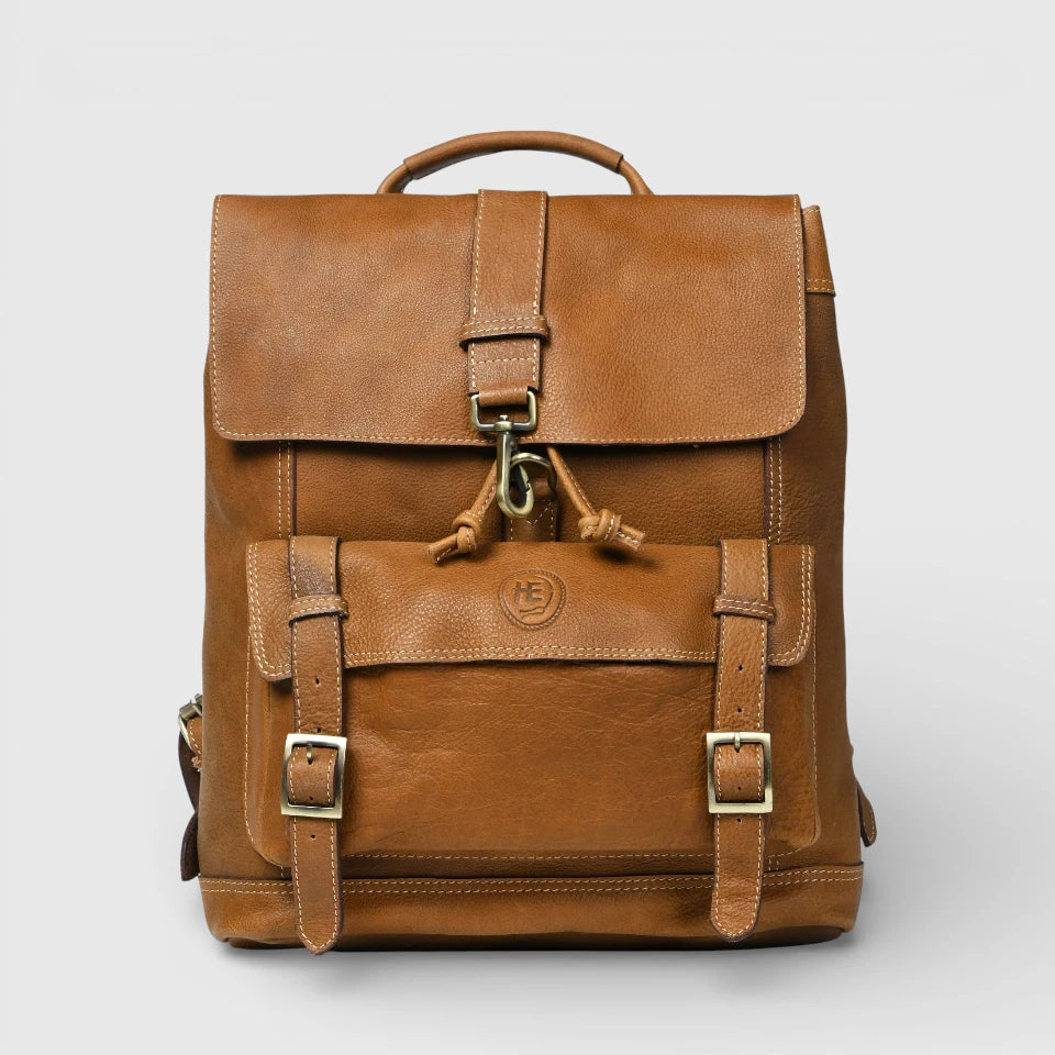 Heritage Explorer Vintage Leather Backpack – Multi-Pocket Travel & Work Backpack| Tan colour