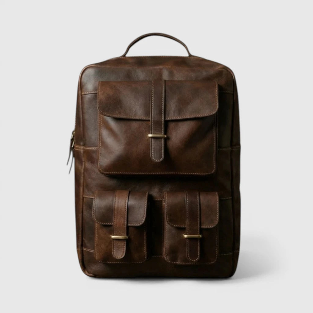 Hestern TerraLux Leather Backpack-Expresso Brown