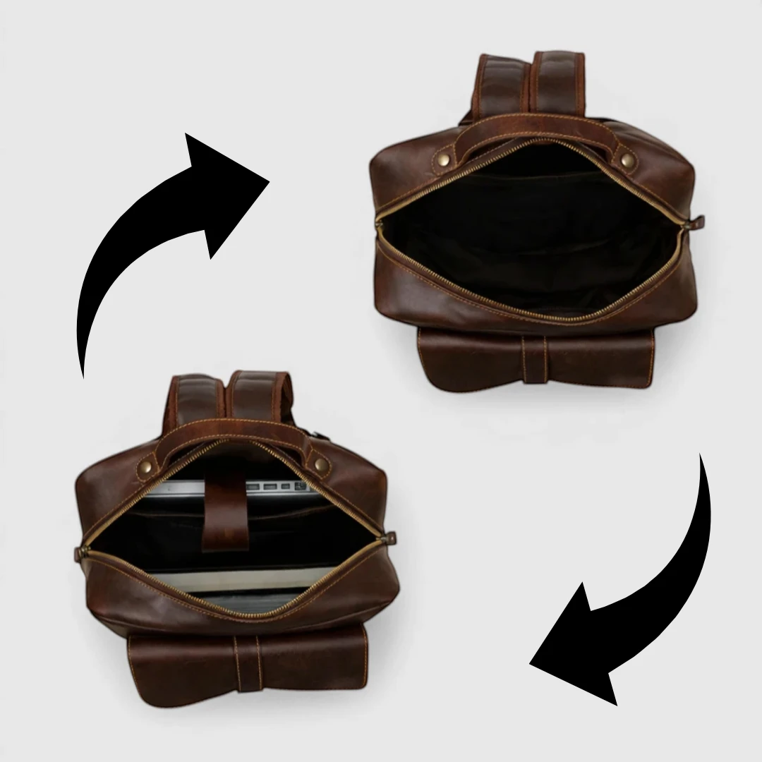 Hestern TerraLux Leather Backpack-Expresso Brown