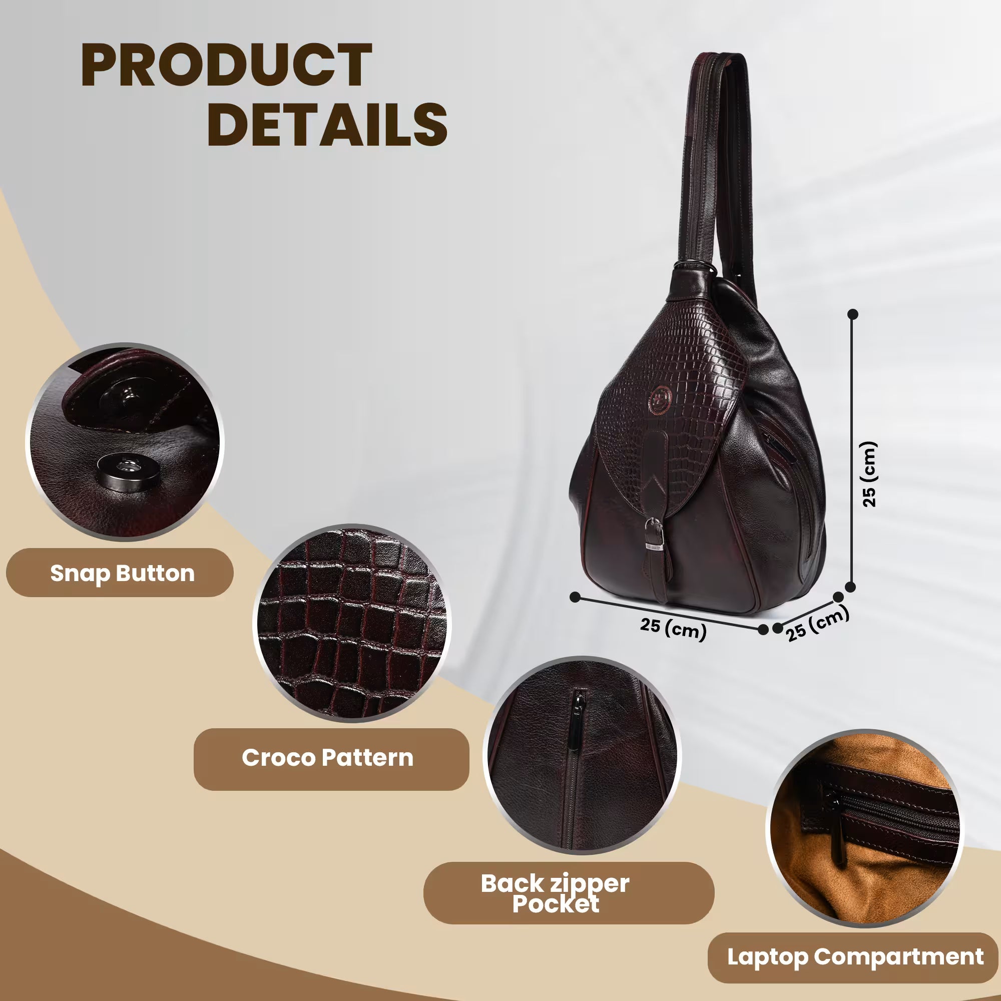 Croco Leather Shoulder Bag - Maroon colour